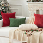 Kevin Textile Christmas Red Throw Pillow Covers Soft Corduroy Decorative Set of 2 Boho Striped Pillow Covers Pillowcases Farmhouse Home Decor for Couch Bed Sofa Living Room 26x26 Inch