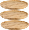 JOIKIT 3 Pack 10 Inch Bamboo Round Platter, Fine Polished Round Wood Plates Bamboo Serving Tray for Holding Fruit, Bread, Cheese, Nut, Coffee, Tea, Plant Saucer