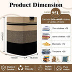 Laundry Hamper, 95L Tall Laundry Basket with Leather Handles, Rectangle Large Clothes Hamper for Organizing, Cotton Woven Laundry Baskets Storage Hampers for Bedroom, Nursery, Living Room