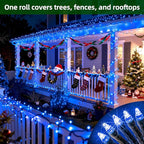 750 LED 240FT Christmas Lights Outdoor,12 Lighting Modes Christmas String Lights with Timer, Dimmable BlueLED StringLightsWaterproof for Yard Tree Wedding Party Holiday Decor Blue