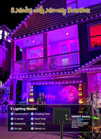 Brightown 4 Pack Halloween Solar String Lights, Total 184FT 480 LED Solar Lights Outdoor Waterproof Black Wire with 8 Modes, Solar Fairy Light for Garden Yard Patio Party Decors, Purple