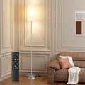 Ambimall 66'' Floor Lamps for Living Room with Remote Control and Stepless Dimmable Colors Temperature & Brightness, 9W Bulb Included(White Lampshade & Silver Pole)
