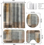 Lnond 4Pcs Bathroom Shower Curtain Sets with Rugs,Brown Gradient Painting Art Bathroom Sets with Shower Curtain and Rugs and Accessories