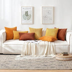 MIULEE Pack of 2 Decorative Throw Pillow Covers 18x18 Inch Soft Boho Striped Textured Corduroy Pillow Covers Modern Farmhouse Home Decor for Couch Bed Sofa Living Room Yellow
