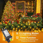 328FT 1000 LED Christmas Lights, Plug in Warm White Christmas Tree Lights Outdoor with Timer and 8 Modes, Green Wire Waterproof String Lights for Indoor Yard Patio Xmas Holiday Decorations