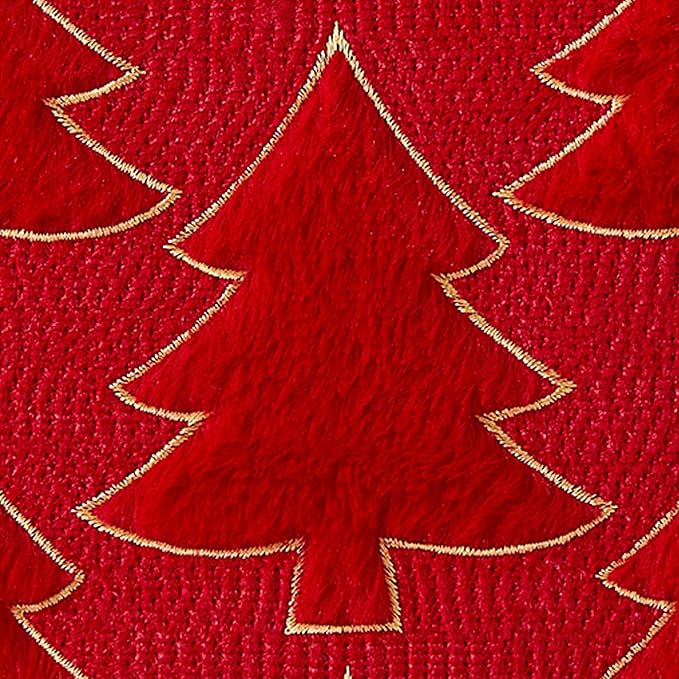 Christmas Pillow Covers 18x18 Set of 2 Red Christmas Tree Decorations Pillow Covers Soft Plush Faux Fur Pillow Cases Decor for Xmas Winter Holiday Home Bedroom Sofa Cushion Cases PT-017B18