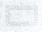 Cotton Bath Mat Rug for Bathroom - White, Reversible Bath Rugs Soft & Absorbent Quick Dry Mats, Washable Plush Hotel Quality Tufted Floor Step Out Mat for Bath Tub, Shower, Toilet - 17x24 Inches
