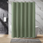 Inhousolu Fabric Shower Curtain Waffle Weave, Sage Green 230 GSM Heavy Duty, Weighted Hem, 14 Metal Hooks, Water Repellent, Machine Washable, Hotel Spa Luxury Bath Curtain Set, 72 x 84 Inch