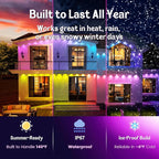 HUTAKUZE Permanent Outdoor Lights, 150FT with 90 RGB LEDs for Outdoor Decor, IP67 Waterproof, 48 Scene Modes Christmas House Lights,APP & Remote Control, Music Sync