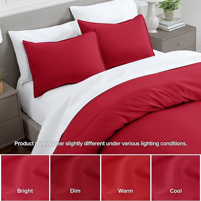 Bare Home King Pillow Sham Covers - Set of 2 - Premium 1800 Ultra-Soft Microfiber - Double Brushed - Stain & Fade Resistant - Bed Pillow Shams - Pillows Not Included (Set of 2, Red)