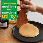 Riveira's 9-Piece Dark Brown Kitchen Essentials Wooden Cooking Utensils Set - Complete Kitchen Utensils Set for Gourmet Results