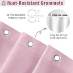Seasonwood Pink Ruffle Shower Curtain - Girly Cute Button Farmhouse Style Fabric Blush Shower Curtain for Bathroom