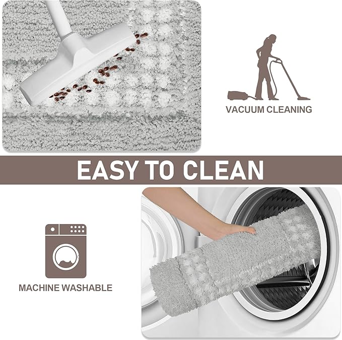 Gray Bathroom Rugs 18x24, Non Slip Washable Bath Mats,Super Soft Microfiber Bathroom Mats, Plush Fluffy Absorbent Bath Rugs for Sink Tub Basin Shower Floor