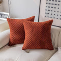 Kevin Textile Fall Pack of 2 Corduroy Decorative Throw Pillow Covers 22x22 Inch Soft Boho Striped Pillow Covers Modern Farmhouse Home Decor for Spring Sofa Living Room Couch Bed Burnt Brick