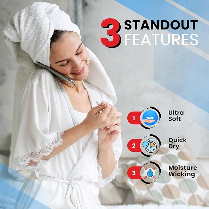 Infinitee Xclusives Luxury 100% Cotton Towel Set – 8 Piece Bathroom Towel Set (2 Bath Towels, 2 Hand Towels, 4 Washcloths) – Soft & Absorbent Towels for Bathroom (Cosmic Sand)