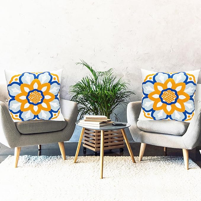Decorative Throw Pillow Covers Set of 2 Dahlia Floral Pillow Covers 20x20 inch Super Soft Short Plush Square Throw Pillows,Farmhouse Outdoor Pillow Covers for Couch Sofa Bed Living Room