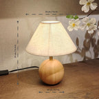 Table Lamp for Living Room,Wood Base Flaxen Fabric Shade Desk Lamp for Bedroom,Small Décor Ambient Bedside Lamps for Night Stands,LED Bulb (not Included)
