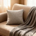 Throw Couch Pillow with Insert 18x18 Inches Set of 2 Square, Cute Modern Home Fall Decor for Living Room Sofa Bed Cushion Accent Case, Anthropologie Style Home Decor (Pearl Gray #P2-09)