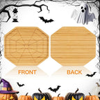 WILLKOMMEN Halloween Charcuterie Board, Spider Web Shaped Serving Tray, Bamboo Serving Platter 10" x 9" for Party Child Spooky Cheese Plate Appetizer Board for Snacks, Candy, Cookies