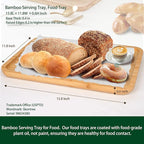 Bamboo Serving Tray, Food Tray for Eating and Serving Coffee, Tea, 15.8x11.8 Inch