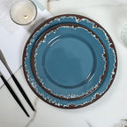 Melamine Dinnerware Set - Yinshine 12-Piece Dishes Set,Shatterproof Plates and Bowls Sets, Lightweight,Unbreakable,Dishwasher Safe,Blue