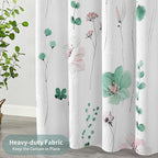 QiyI Small Stall Shower Curtain 36 x 72, Narrow Half Watercolor Floral Bath Curtain, 3D Embossed Sage Green Flower Cloth Bathroom Curtains, Waterproof Fabric White Shower Curtain Set with Hooks