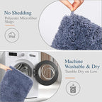 Walensee Contour Rug (20x24, Blue) Non Slip Bath Mat for Bathroom Water Absorbent Soft Microfiber Shaggy Mat Machine Washable U Shape Toilet Rug