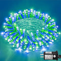 120 LED Blue Green Christmas Lights Outdoor Waterproof, 40ft Clear Wire Christmas Tree Lights 8 Modes Plug in Twinkle Fairy Lights for Indoor Christmas Bedroom Tree Decoration