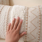 BlissBlush Decorative Throw Pillow Cover 20x20 Square Cream Neutral White Boho Accent Pillowcase Tassels Farmhouse Cushion for Couch Sofa Bedroom Living Room Home Décor (Cover ONLY, Pack of 1)