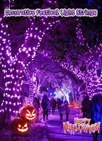 Battery Operated Halloween Indoor String Lights, 8 ft 20 LED Purple Mini Cluster Tree Lights with Timer, Indoor Outdoor Patio Garland Window Decor for Party Christmas Halloween Decorations