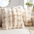 MIULEE Pack of 2 Decorative Pillow Covers Thick Soft Plush Faux Fur Throw Pillows Luxury Home Decor for Couch Bedroom Living Room Sofa,18x18 Inch White-Beige