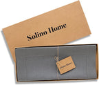 Solino Home Linen Steel Gray Hemstitch Table Runner 60 Inches - 100% Pure Linen Small Table Runner 14 x 60 Inch Ideal for Dresser and Coffee Tables - Classic Hemstitch - Fall, Autumn, Halloween