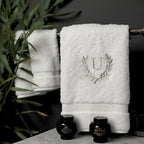 Decorative and Monogrammed Hand Towels for Bathroom Kitchen Makeup | Personalized Gift for Wedding-Bridal | Roman Font Custom Luxury Turkish Towel | Spa Collection, Oversized, 16 X 30 Inch, Set of 2