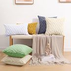 Pallene Beige Throw Pillow Covers 12x20 Set of 2, Soft Plush Faux Fur Decorative Lumbar Couch Pillow Covers for Sofa Bed Living Room Pillow Cases with 3D Diamond Pattern