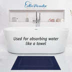 Cotton Paradise 100% Cotton Bath Mats for Bathroom Floor Set of 2 Pack, 20x34 Soft Absorbent Washable Quick Dry Tub Bathmat, Navy Blue Towel Bath Mat