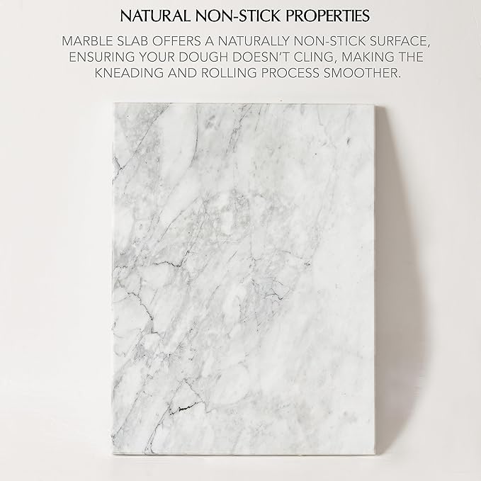Kitchen Marble Stone Cutting Board - Marble Cutting & Charcuterie Board of 16 x 12 x 0.6 Inches, Non Slip Scratch Resistant Pastry Tray, Rectangular Serving & Chopping Slab for Countertop - White