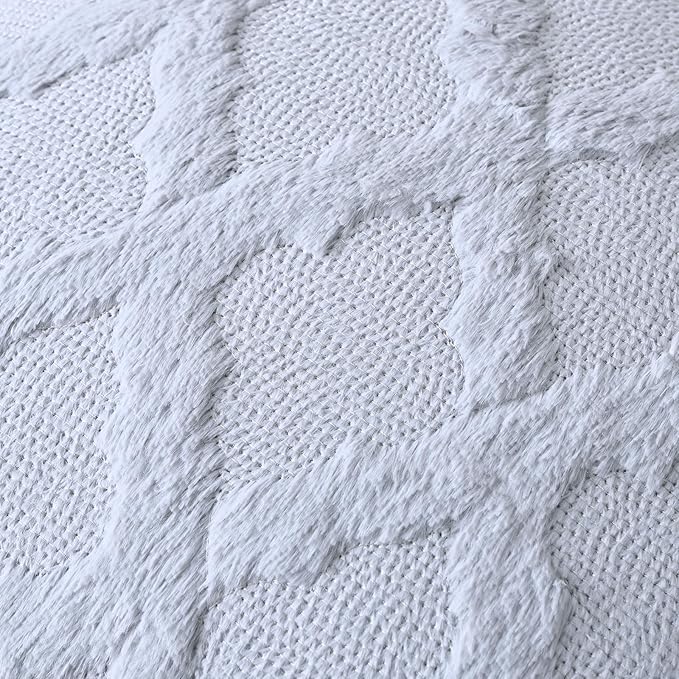 Set of 2 Soft Moroccan Throw Pillow Covers 12x20 Inch Plush Boho Decorative Pillow Cover Accent Cushion Case for Couch Sofa Bed, Grey