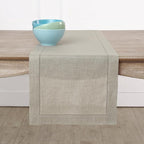 Solino Home Linen Natural Table Runner 132 Inches Long - 100% Pure Linen Extra Long Table Runner 14 x 132 Inch for Fall, Autumn, Thanksgiving, Christmas - Classic Hemstitch