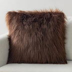 Phantoscope Faux Fur Solid Decorative Pillow Cover Fluffy Throw Pillow Mongolian Luxury Fuzzy Pillow Case Cushion Cover for Bedroom and Couch,Coffee 18 x 18 Inches…