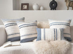 Boho Throw Pillow Covers 20x20 Inch Set of 2, Navy Blue Textured Decorative Couch Pillow Cases for Farmhouse Home Decor, Accent Cushion Cover for Sofa, Bed, Living Room, Bedroom