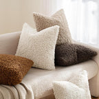 MIULEE Pack of 2 Lumbar Faux Fur Throw Pillow Covers 12x20 Inch Neutral White Boucle Decorative Sherpa Pillow Covers Fuzzy Accent Soft Sheepskin Fleece for Boho Home Decor Sofa Living Room Bed Chair