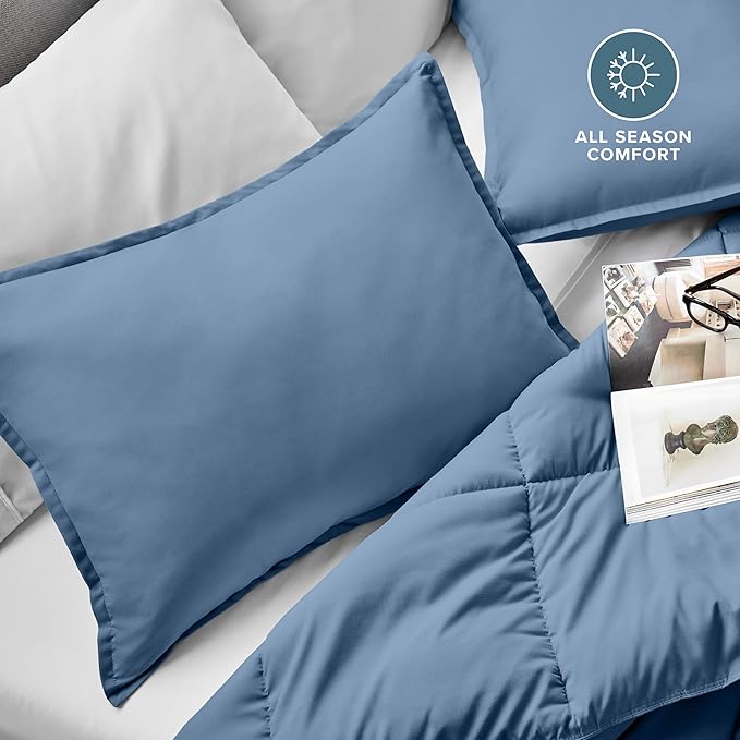 Bare Home Standard Pillow Sham Covers - Set of 2 - Premium 1800 Ultra-Soft Microfiber - Double Brushed - Stain & Fade Resistant - Bed Pillow Shams - Pillows Not Included (Set of 2, Coronet Blue)