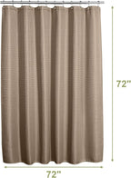 AmazerBath Taupe Shower Curtain Waffle Textured, Fabric Shower Curtain Tan Thick Heavy Duty 240GSM Hotel Quality Bathroom Shower Curtains, 72 x 72 Inches