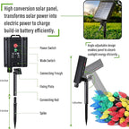 iBaycon Solar C6 Christmas Lights Outdoor, 48FT 100LED C6 Strawberry String Light, 8 Modes Solar Powered Lights String for Xmas Tree House Eaves Roof Christmas Holiday Decorations