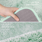 Walensee Bathroom Rug Non Slip Bath Mat (16 x 24, Aqua) Water Absorbent Soft Microfiber Shaggy Bathroom Mat Machine Washable Bath Rug Thick Plush Rugs for Shower