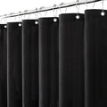 36x72 Black Linen Shower Curtain, Heavy Duty Cloth Bath Curtain Set with 12 Plastic Hooks Simple Hotel Spa Quality Luxury Shower Curtain for Bathroom, Water Repellent, 36Wx72L