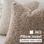 Foindtower 2 Pieces 24x24 Inch Khaki, Faux Fur Throw Pillow Cover Accent Sherpa Pillow Fuzzy Soft Pillowcases Sheepskin Decorative Fleece Cushion Case for Bed Couch Living Room