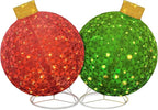 Lamerge Christmas Lanterns Decorations for Home, Indoor Outdoor Holiday Lanter, Warm Lit Farmhouse Lantern for Porch, Yard, Mantle, Party,30.5inch（Red+Green）