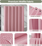 Inhousolu Fabric Shower Curtain Waffle Weave, 230 GSM Heavy Duty, Weighted Hem, 14 Metal Hooks, Water Repellent, Machine Washable, Hotel Spa Luxury Bath Curtain Set, 72 x 72 Inch, Pink