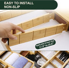 Utoplike Kitchen Drawer Divider with Inserts, Bamboo Drawers Organizer Adjustable, 4 pcs Large Expandable Wood Socks Drawer Organization for Dresser, Office, Spring Loaded